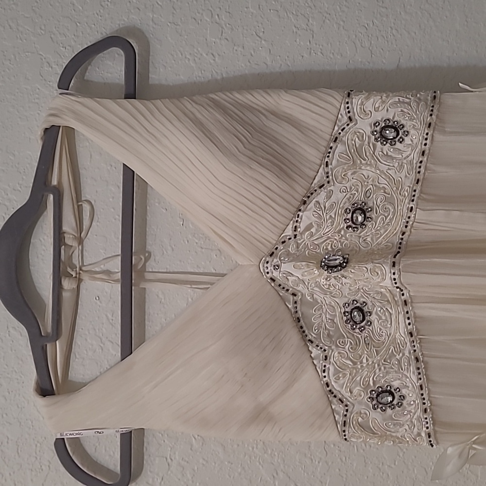 Sue Wong Nocturne Silk Dress Elegant Cream Floral Dress Wedding Party Size 10 - Picture 4 of 15